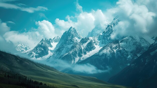 눈 인 산 들 의 산악 풍경