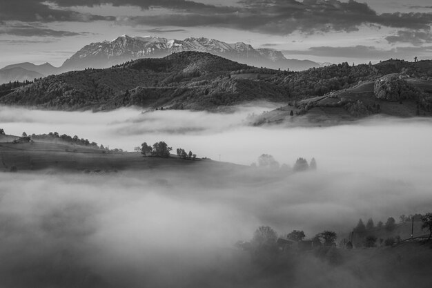 Foto paesaggio di montagna in primavera