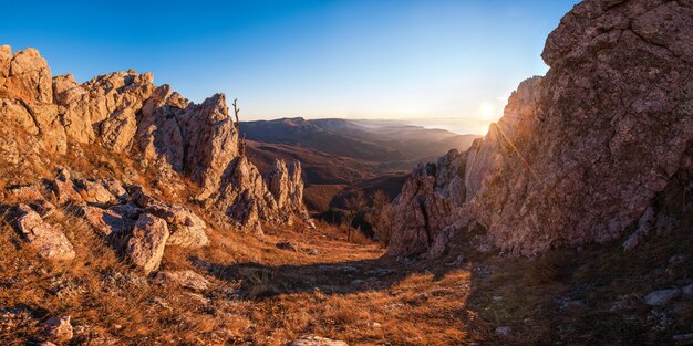 Mountain landscape at sunrise