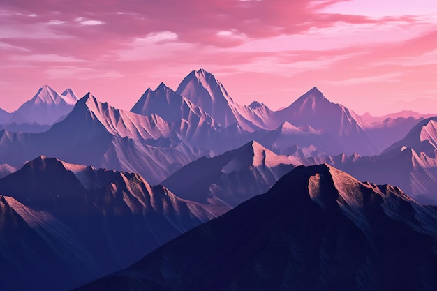 Mountain landscape at sunset of a mountain range