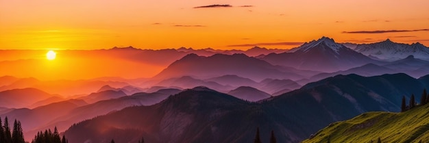 Mountain landscape at sunset