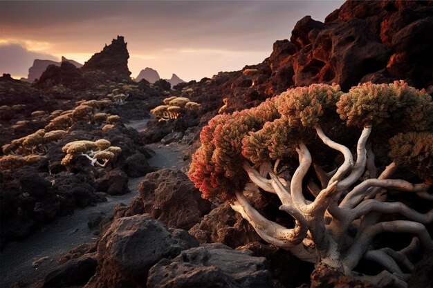 Photo mountain landscape sunset