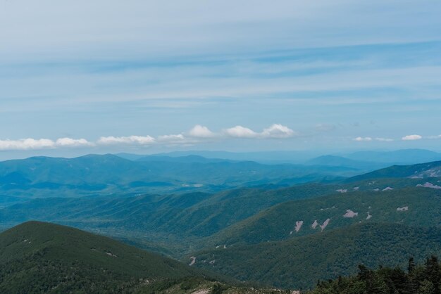 Mountain landscape View from Mount Pidan Livadia mountain peak Russia Vladivostok