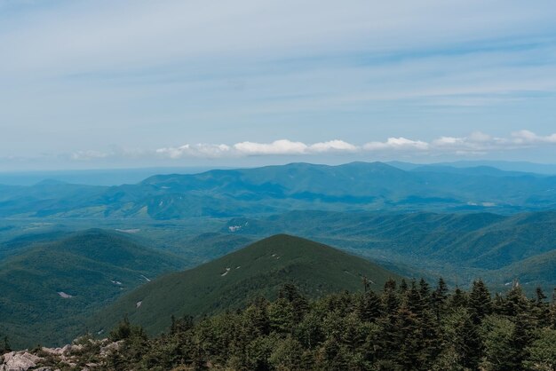 Mountain landscape View from Mount Pidan Livadia mountain peak Russia Vladivostok