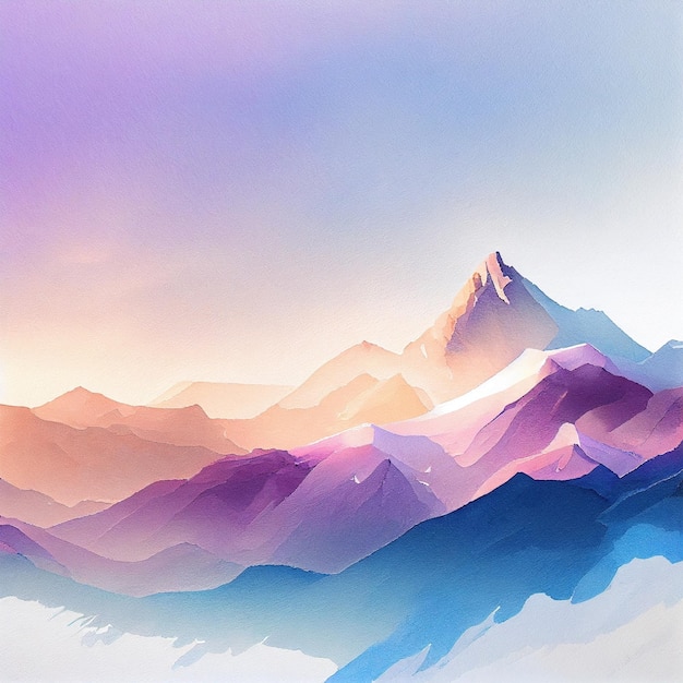 Mountain landscape watercolor drawing Digital illustration