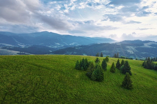 Mountain landscape with beautiful blue sky with clouds