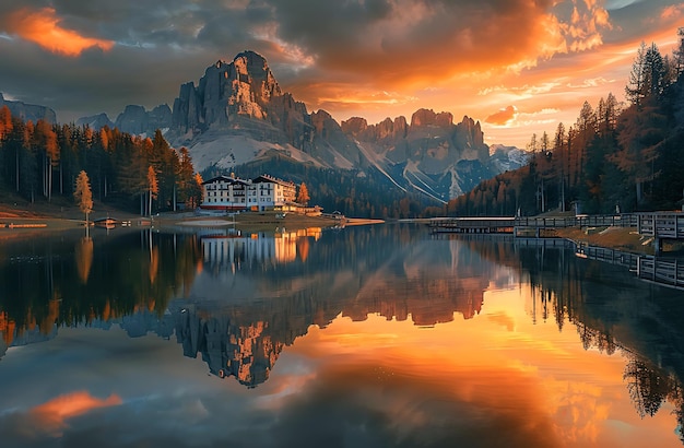 Photo mountain landscape with clouds wallpaper natural scenery travel and tourism concept