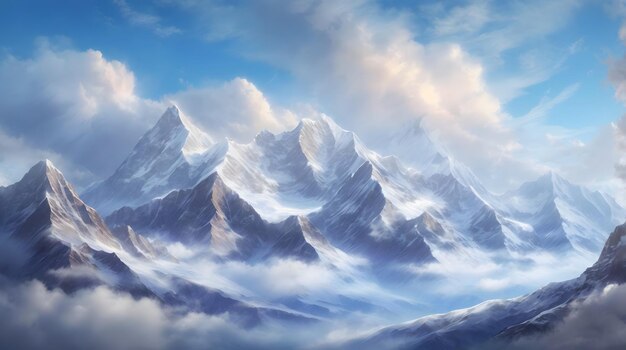 Mountain Landscape with Cloudy Sky majestic mountain sky background with clouds Sky Background Majestic Cloudy Mountain View AI Generative