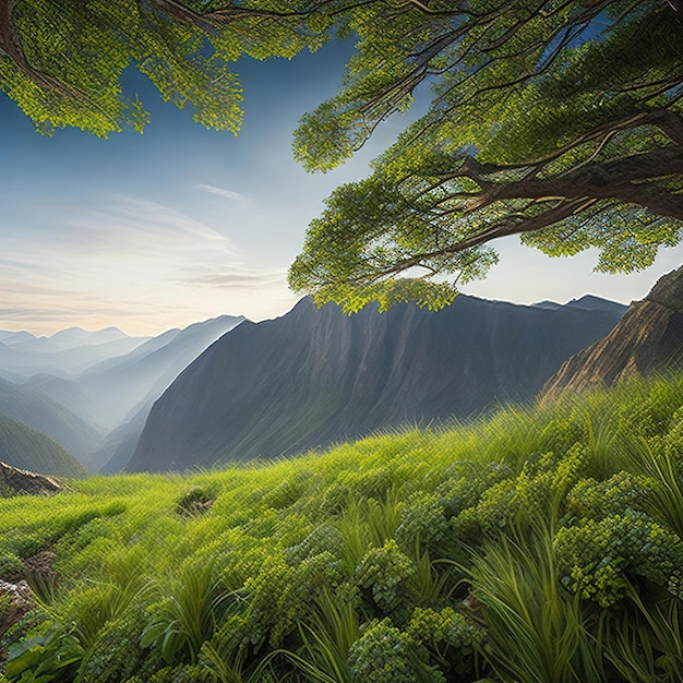 Mountain Landscape with grass