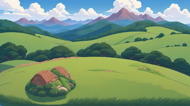 Mountain Landscape with green grass