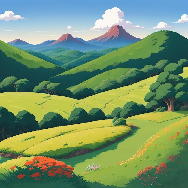 Mountain Landscape with green grass
