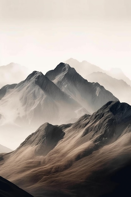 A mountain landscape with a mountain range in the background.