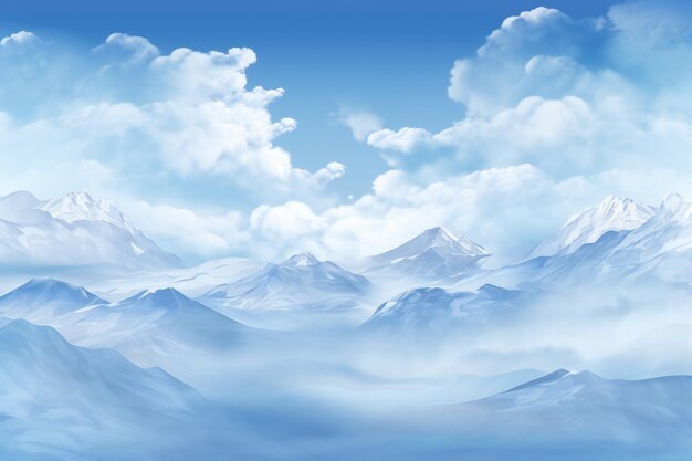 Mountain landscape with snow and blue sky