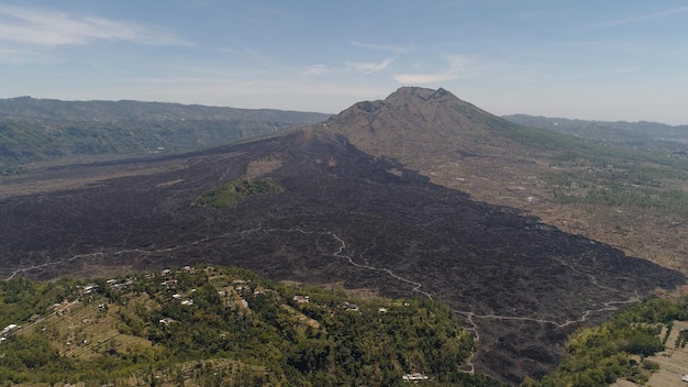 Mountain landscape with volcano batur