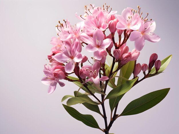 Foto fiore di alloro di montagna sullo sfondo dello studio singolo fiore di allore di montagna immagini di fiori bellissimi