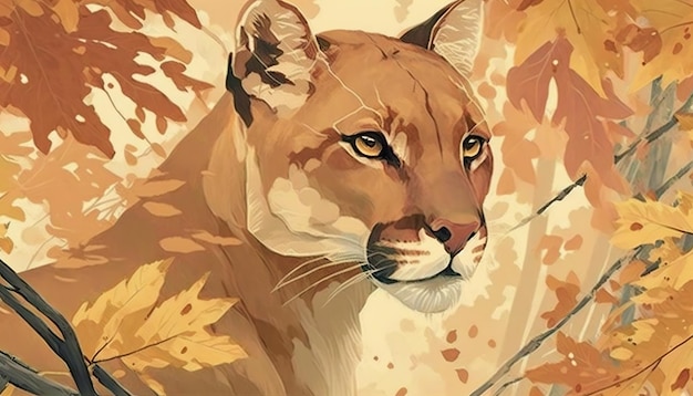 Mountain Lion Creative illustration Ai Generate