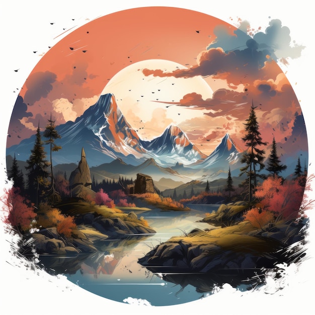 Mountain logo Beautiful illustration picture Generative AI