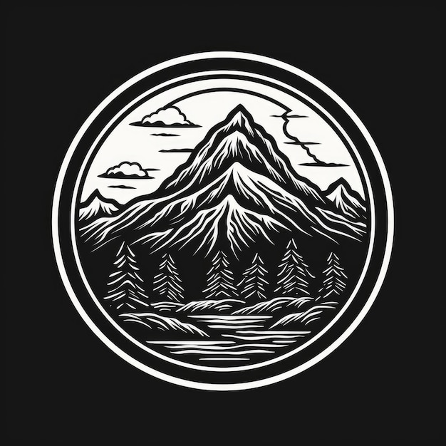 Mountain logo black and white AI generated Image