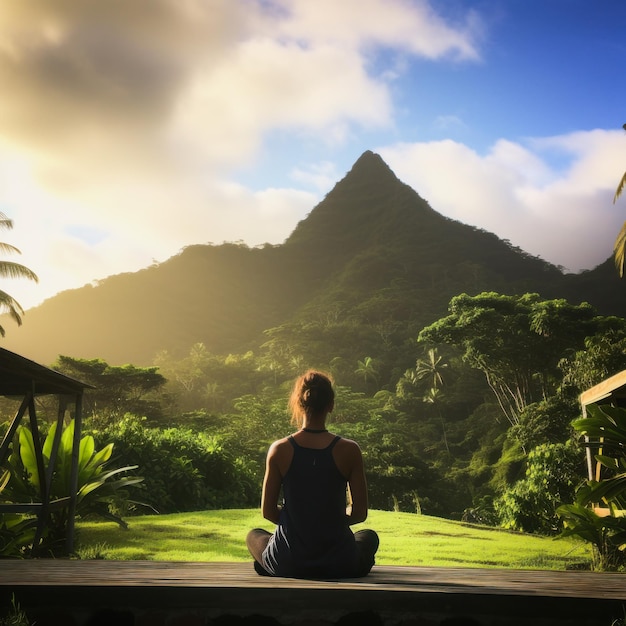 Mountain Magic Outdoor Yoga Bliss in the Tropical Sunrise