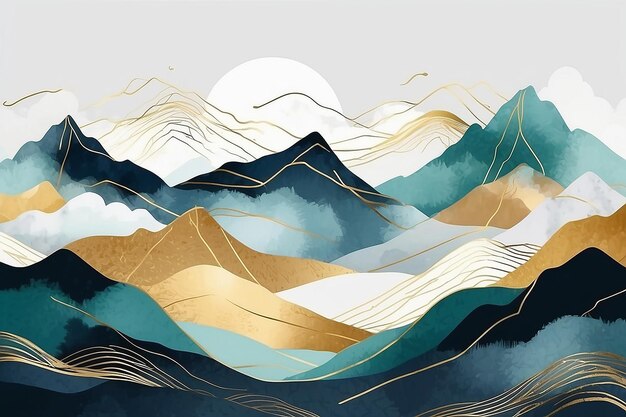 Mountain Majesty Minimal Vector Landscape Art