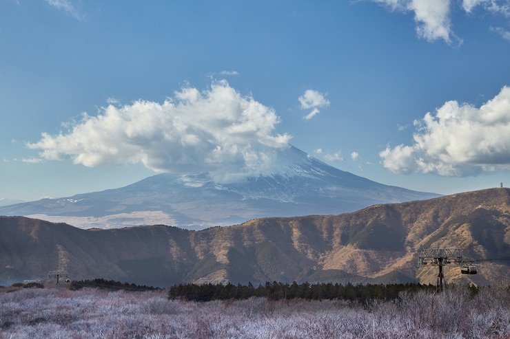 Photo 大箱谷の山、日本の箱根の硫黄採石場