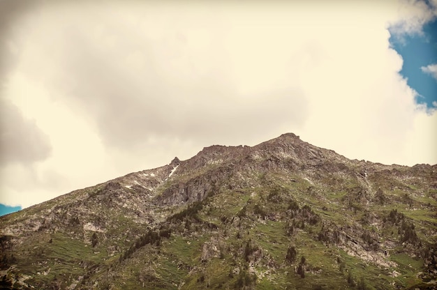 Mountain panorama in clouds