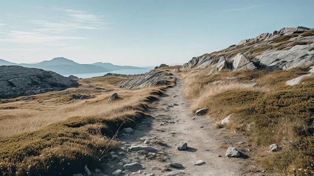 Mountain path disappearing into the horizon