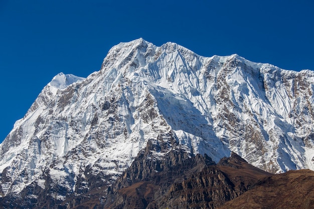 Mountain peak Annapurna region Nepal Sunrise in the mountains Beautiful landscape in Himalayas mount