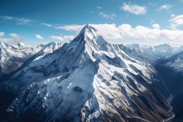 A mountain peak is seen from the top of the mountain.