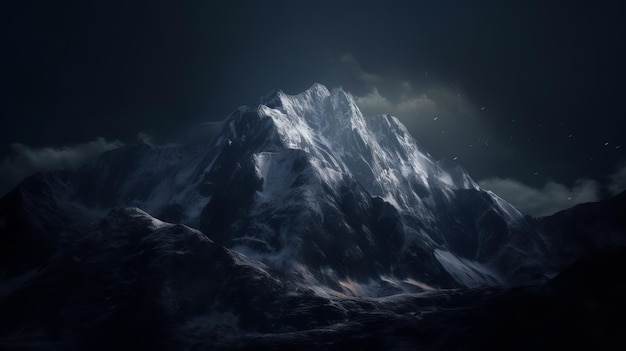 Mountain peak landscape with cinematic lighting AI generation