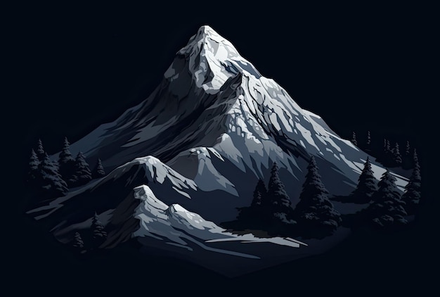 Mountain peak at night 3D illustration Computer generated image