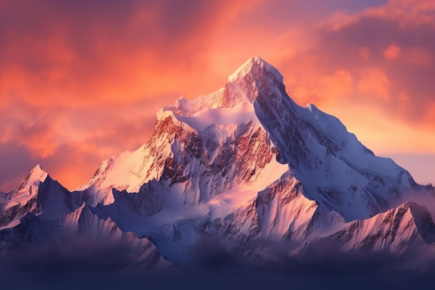 mountain peak panoramic sunset snow capped range beauty in nature