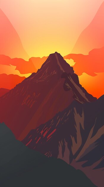 Mountain peak view landscape with sunrise