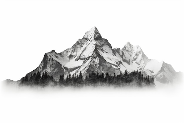 A mountain peak on a white background