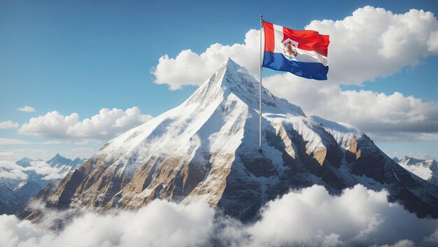 Mountain Peak with Flag