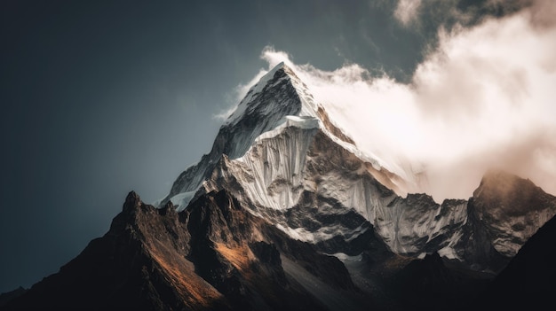 A mountain peak with the word everest on it