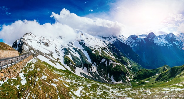 Mountain peaks covered with snow