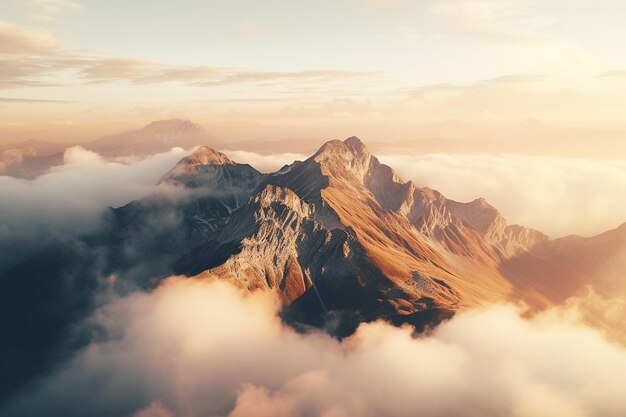 Mountain peaks towering above the clouds