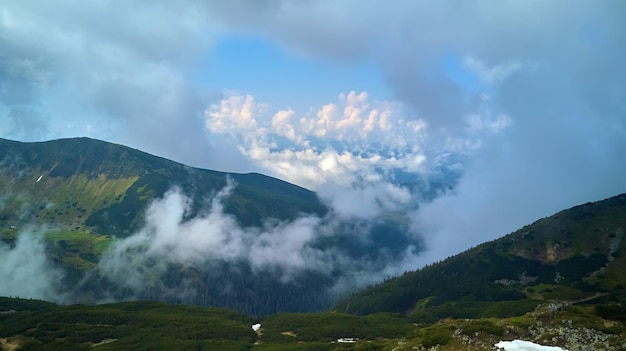 The mountain range clouds panoramic landscape Carpathian Mountains