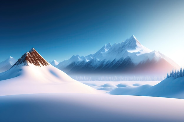 Mountain range covered with snow Natural background 3d illustration