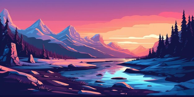 Mountain range illustration by generative ai tools