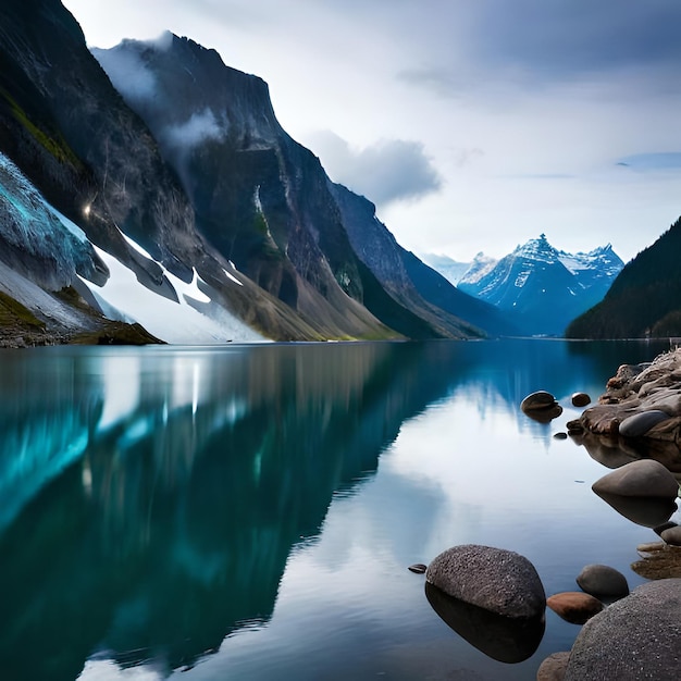 A mountain range is seen in the distance.