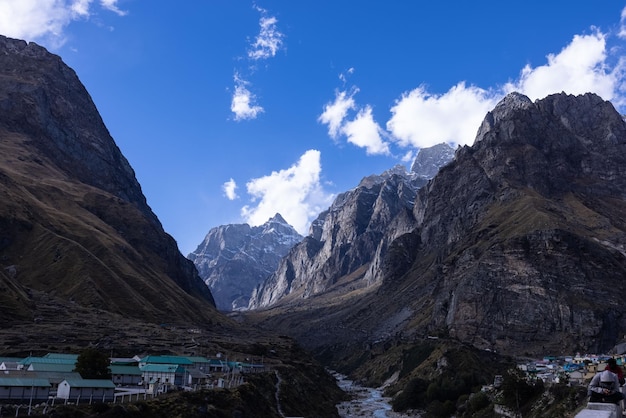 A mountain range is seen in the distance.