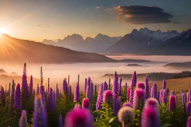 mountain range in the morning