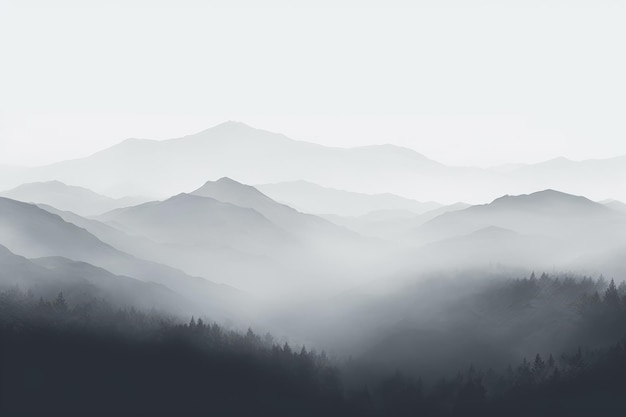 Photo mountain range obscured by fog