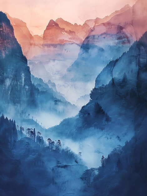 Mountain Range Shadow Cast on Wall Majestic and Awe Inspirin Creative Photo Of Elegant Background