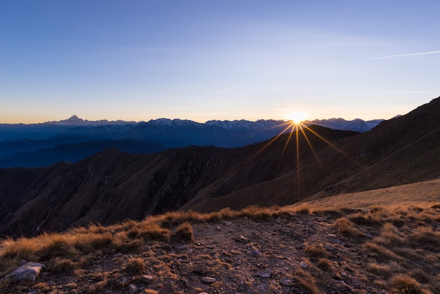 Mountain range at sunset