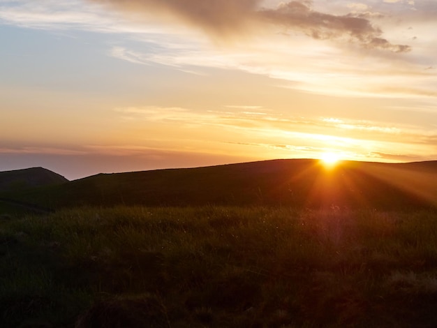 Mountain range in sunset