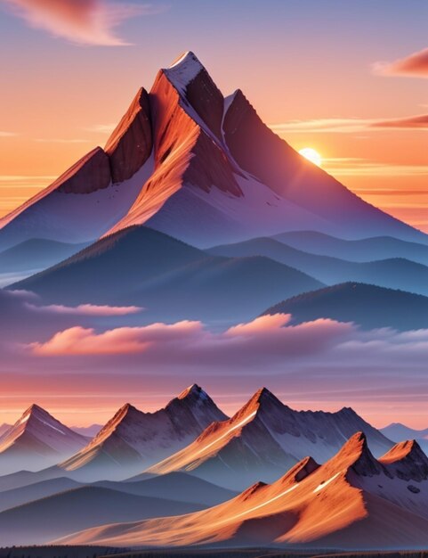 mountain range in the sunset