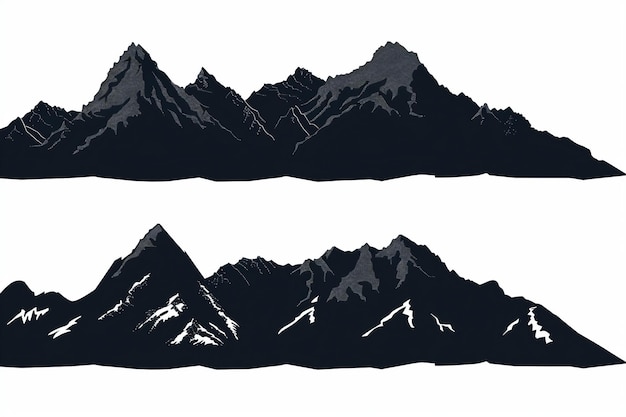 Mountain Range On White Background